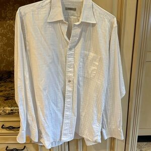 Burberry London white on white mens button down size large, great condition